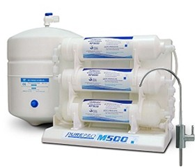 PurePro M500P RO víztisztító nyomásfokozóval, modern dizájn csappal (FC101). Kompakt szűrők 2,5" M-SZETT, membrán: TLC50.